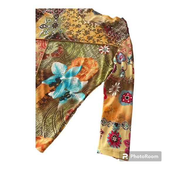 Caia XL tropical print 3/4 sleeve top EUC worn once - Picture 4 of 8